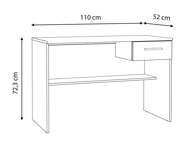 Picture of slate Modern Desk with Drawer & Lower Shelf – Natural Wood