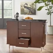 Classy Kitchen Island Table with Storage Cabinets - Natural Wood
