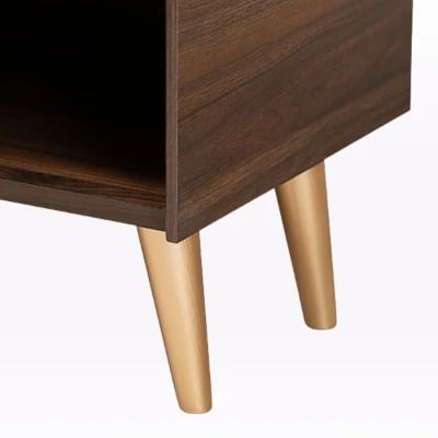 Brixton - Natural Wood Shoe Cabinet with Gold-Tone Legs