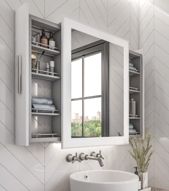 مرايا مضيئة بوحدات تخزين خلفية متحركة