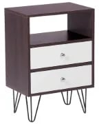 Picture of Arven – Modern Natural Wood Bedside Table with Open Shelf & 2 Drawers