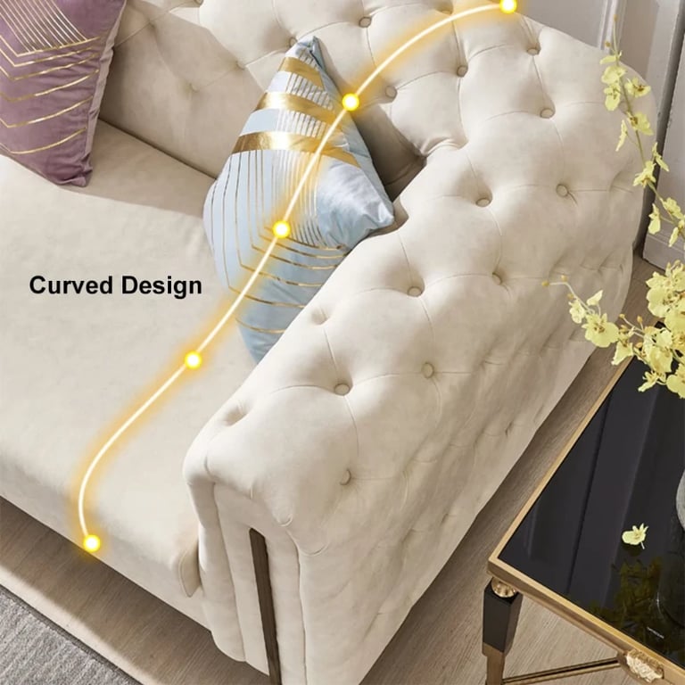 Évianne – Sofa & Armchair Set with Elegant Gold Accents
