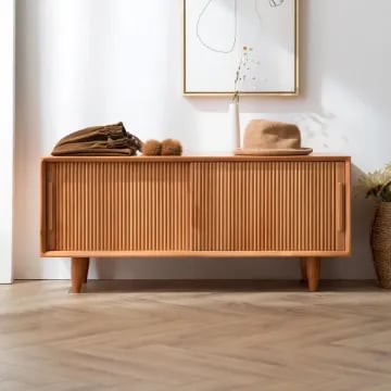 Liora – Slatted Natural Wood Storage Bench