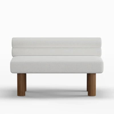 Liora Upholstered Bench with Curved Backrest – Natural Wood