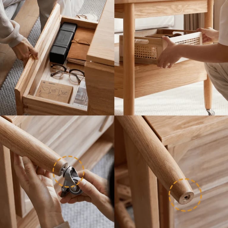 Picture of Divano Natural Wood Coffee Table – With Shelf, Drawer & Wheels