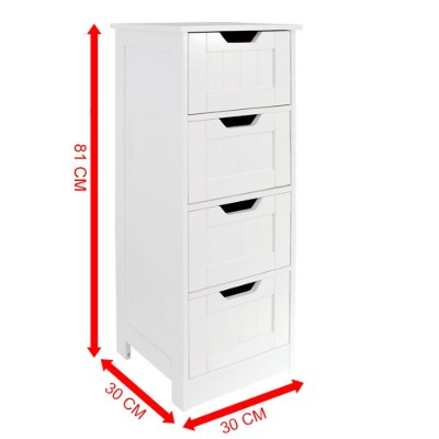 Bath Vida Priano Bathroom 4 Drawer Floor Standing Cabinet Unit Storage Wood