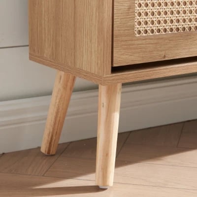 Soline – Natural Wood & Rattan Shoe Cabinet