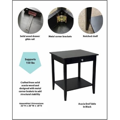 Picture of Aidan Natural wood side table - One drawer