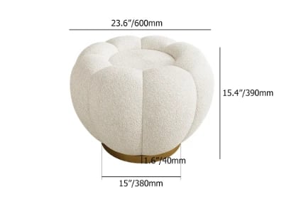 Noria Upholstered Ottoman – Natural Fabric with Wooden Base