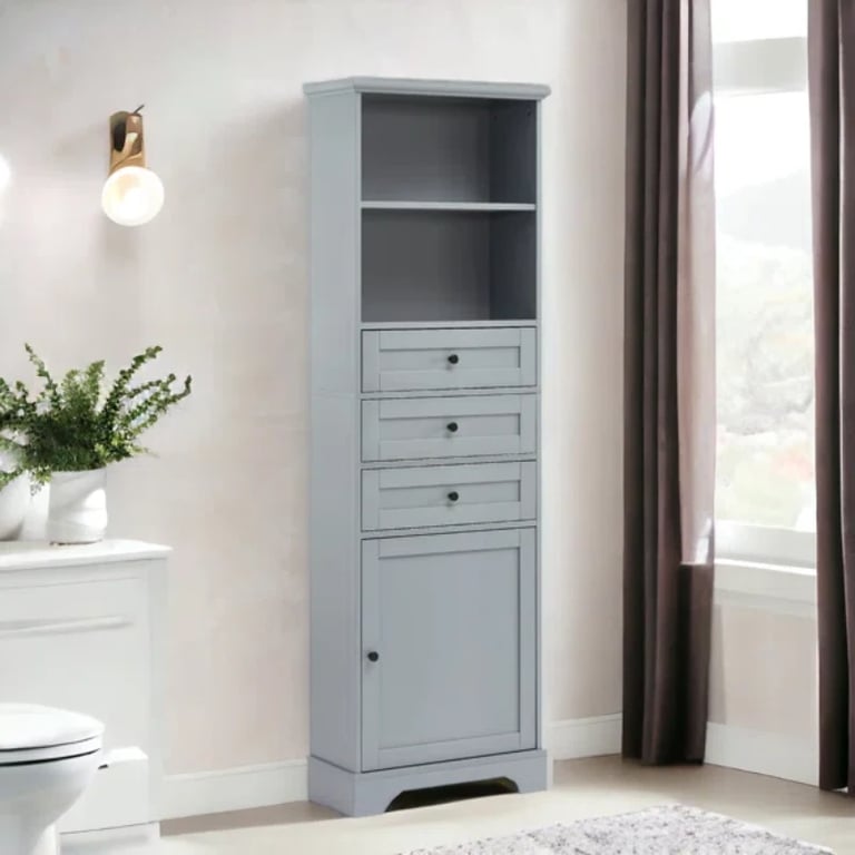 صورة خزانة حمام خشب طبيعي -آرميا