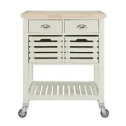 Diwai Rolling Kitchen Cart with Solid Wood Top