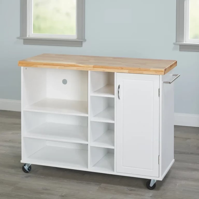 Moulden Small Kitchen Island with Wheels - Natural Wood