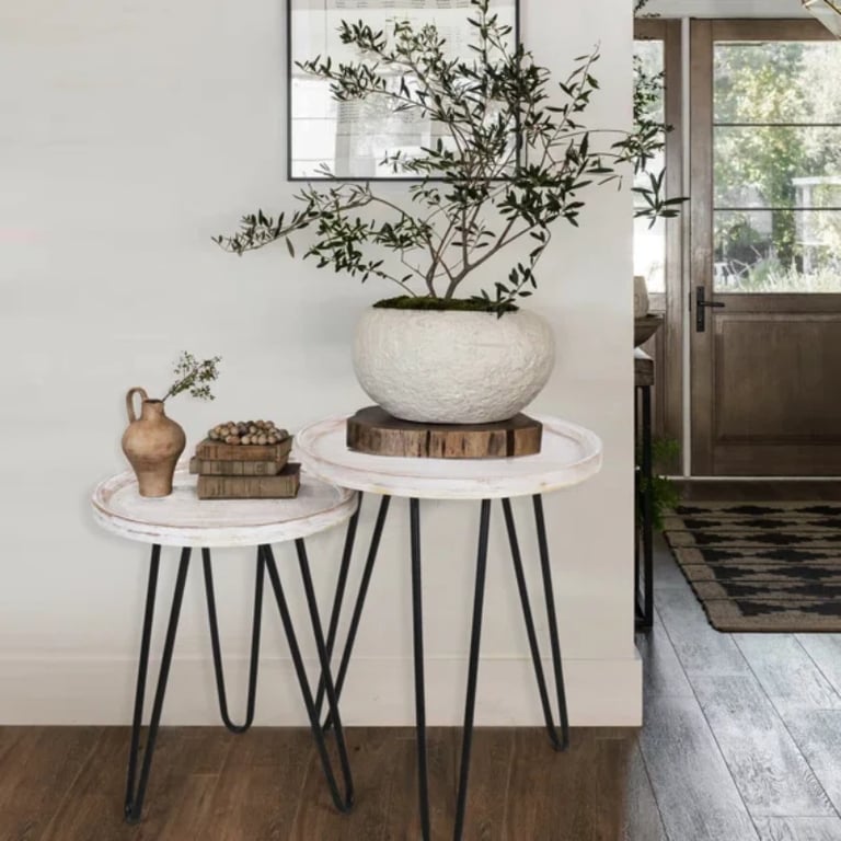 صورة طاولة جانبية حديثة خشب طبيعي هارڤ  - قطعيتن