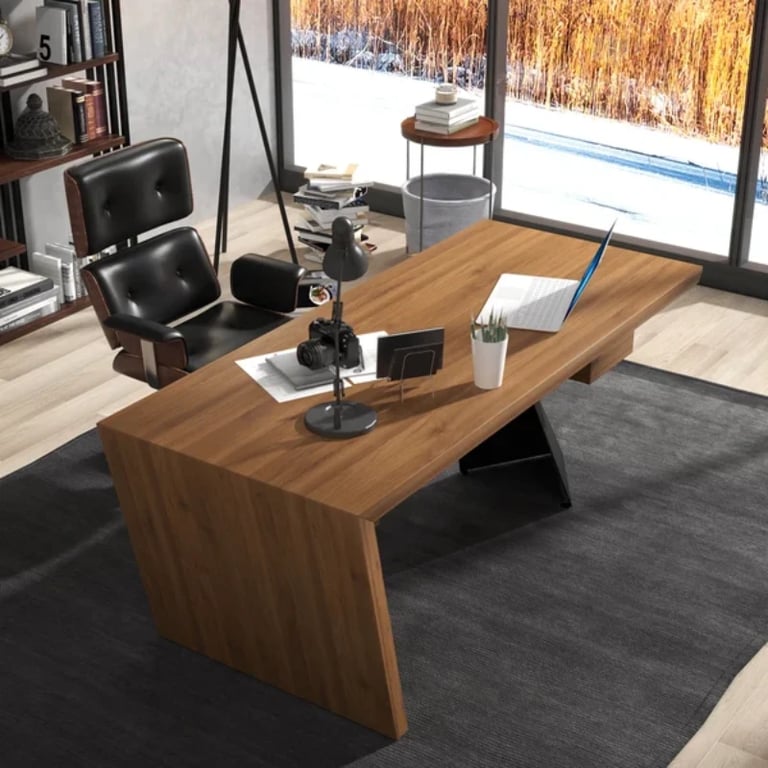 Picture of Zekar – Natural Wood Accent Desk with Handcrafted Knot-Inspired Top