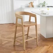 Picture of Elvo Modern Bar Chair – Natural Wood & Upholstered Seat