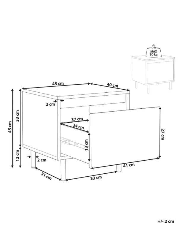 Novea – Natural Wood Bedside Table with Hidden Drawer