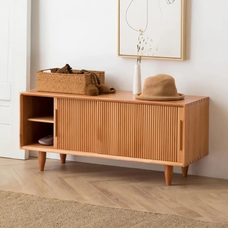 Liora – Slatted Natural Wood Storage Bench
