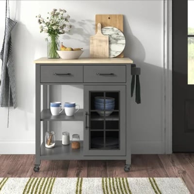 Plippi Wood Rolling Kitchen Cart