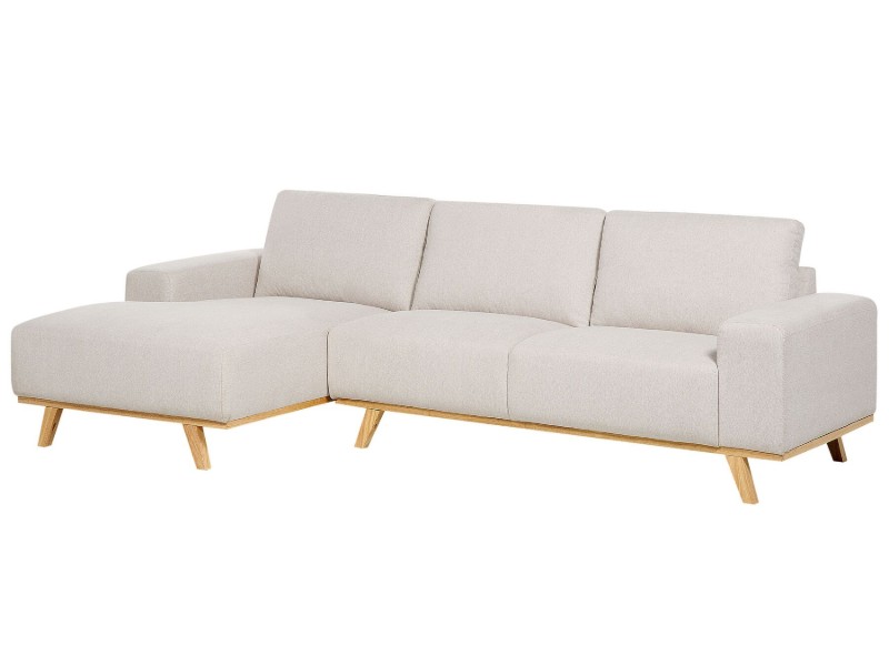 صورة كاربيوتر – كنبة ركنية على شكل حرف الـ  بقاعدة من الخشب الطبيعي