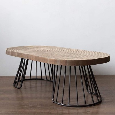 Ravine Coffee Table – Natural Wood with Sculpted Rings