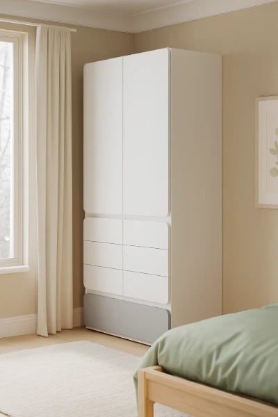 صورة أورو – دولاب شباب من الخشب الطبيعي ببابين وأدراج