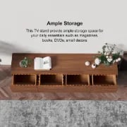 صورة أوريك – وحدة تلفزيون كلاسيكية من الخشب الطبيعي بـ 4 أدراج ورفوف مفتوحة