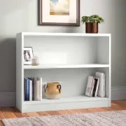 Paulica White Low Bookshelf – Natural Wood