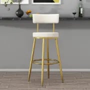 Élysée Bar Stool – Gold Frame with Padded Backrest