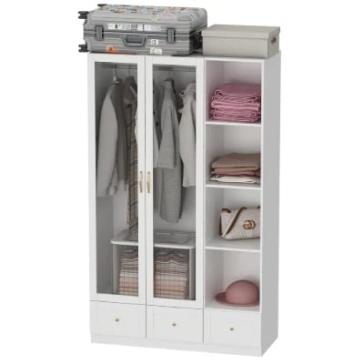 Picture of Glassy Multi-unit and multi-use wardrobe natural wood