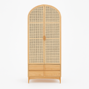 Picture of Japandi Woven Rattan Wardrobe with 2 Doors and 4 Drawers