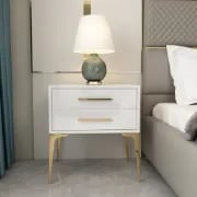 Hype Nightstand – Glossy Modern Design with Two Drawers and Gold Legs