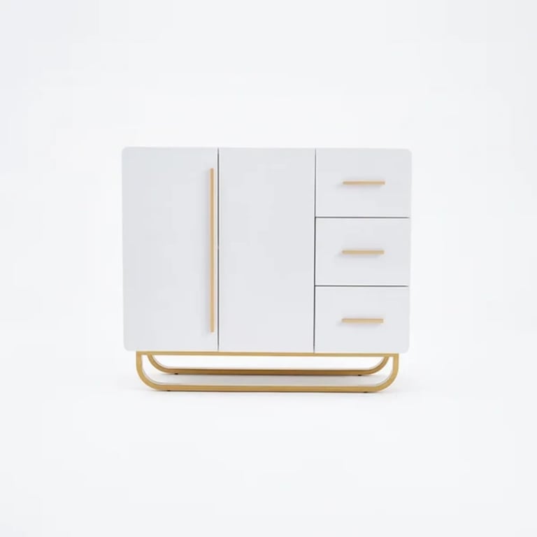 صورة بوفيه ابيض خشب طبيعي مع أدراج و أرفف