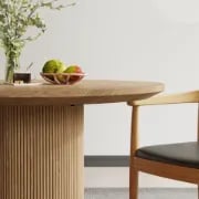 Picture of Merso Round Dining Table – Fluted Base & Natural Wood Top