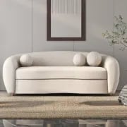 Picture of Serenity Modern White Teddy Velvet 3 Seaters Curved Sofa
