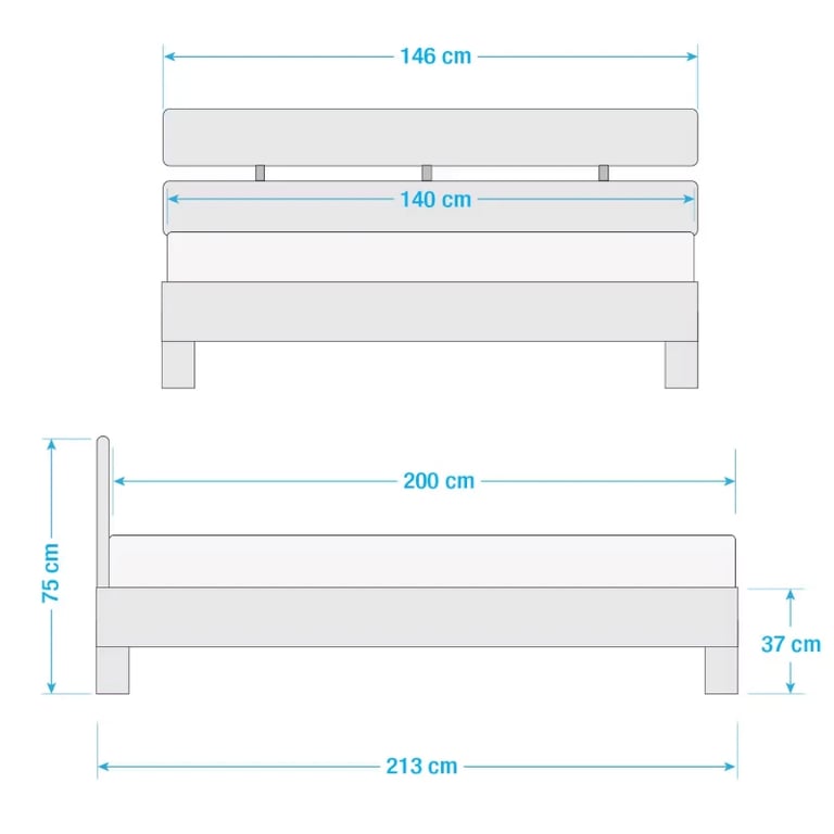 Picture of Nara – Natural wood bed frame upholstered in natural linen fabric