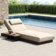 Picture of Lorigin Wooden Outdoor Lounger with side table - Natural wood
