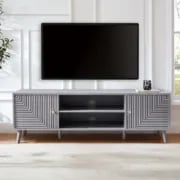Picture of Mira Natural Wood TV Stand – Geometric Design