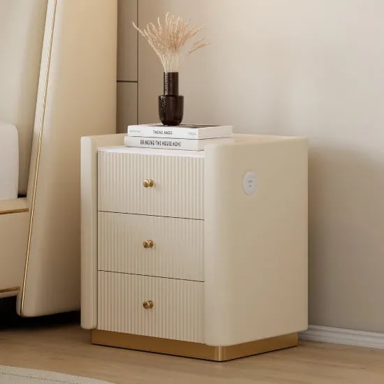 صورة طاولة غرفة نوم خشب طبيعي 3 درج - سيرينفي