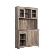 Dodwle Dining Hutch Classic Storage Cabinet with Glass Doors - Natural Wood