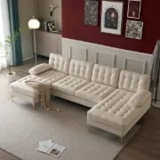 Picture of Guevara U-Shaped 3-Piece Sectional – Natural Wood Base