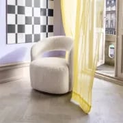 Picture of Patchie Patchwork Accent Chair – Soft Upholstery with Natural Wood Base