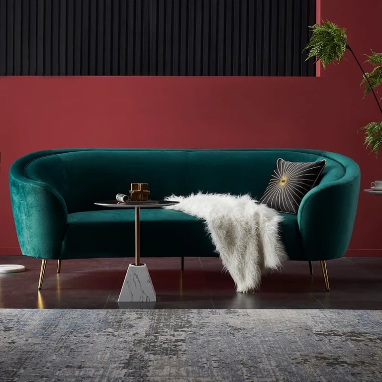 Picture of Velly Modern Deep Green Velvet Sofa