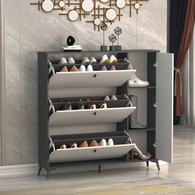 Picture of Cyvak Shoe Storage Cabinet - Grey & White