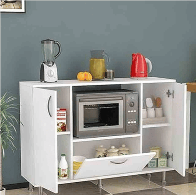 Merano – Multi-Storage Kitchen Cabinet with Microwave Shelf & Double Side Doors