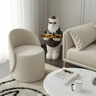 Elenora Vanity Chair – Natural Wood & Premium Fabric