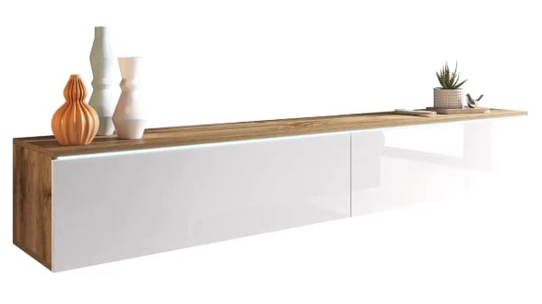 Picture of Elva – Floating Gloss White natural wood TV Unit