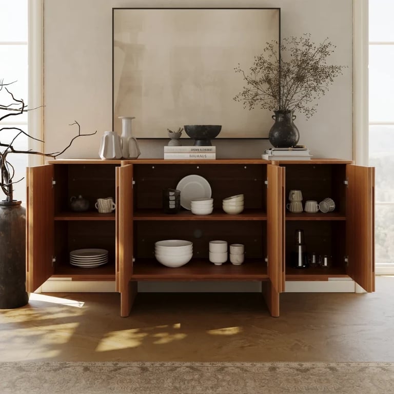 Picture of Tavora Natural Wood Sideboard – Fluted Door Design