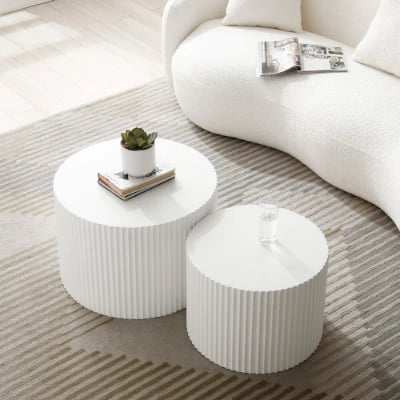 صورة آڤارا  طاولات متداخلة دائرية من الخشب الطبيعي