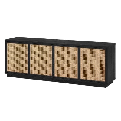 صورة راڤينا وحدة تلفزيون بواجهات منسوجة – أربع أبواب، خشب طبيعي