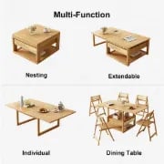 صورة زانتا طاولة قهوة خشب طبيعي متعددة الاستخدام